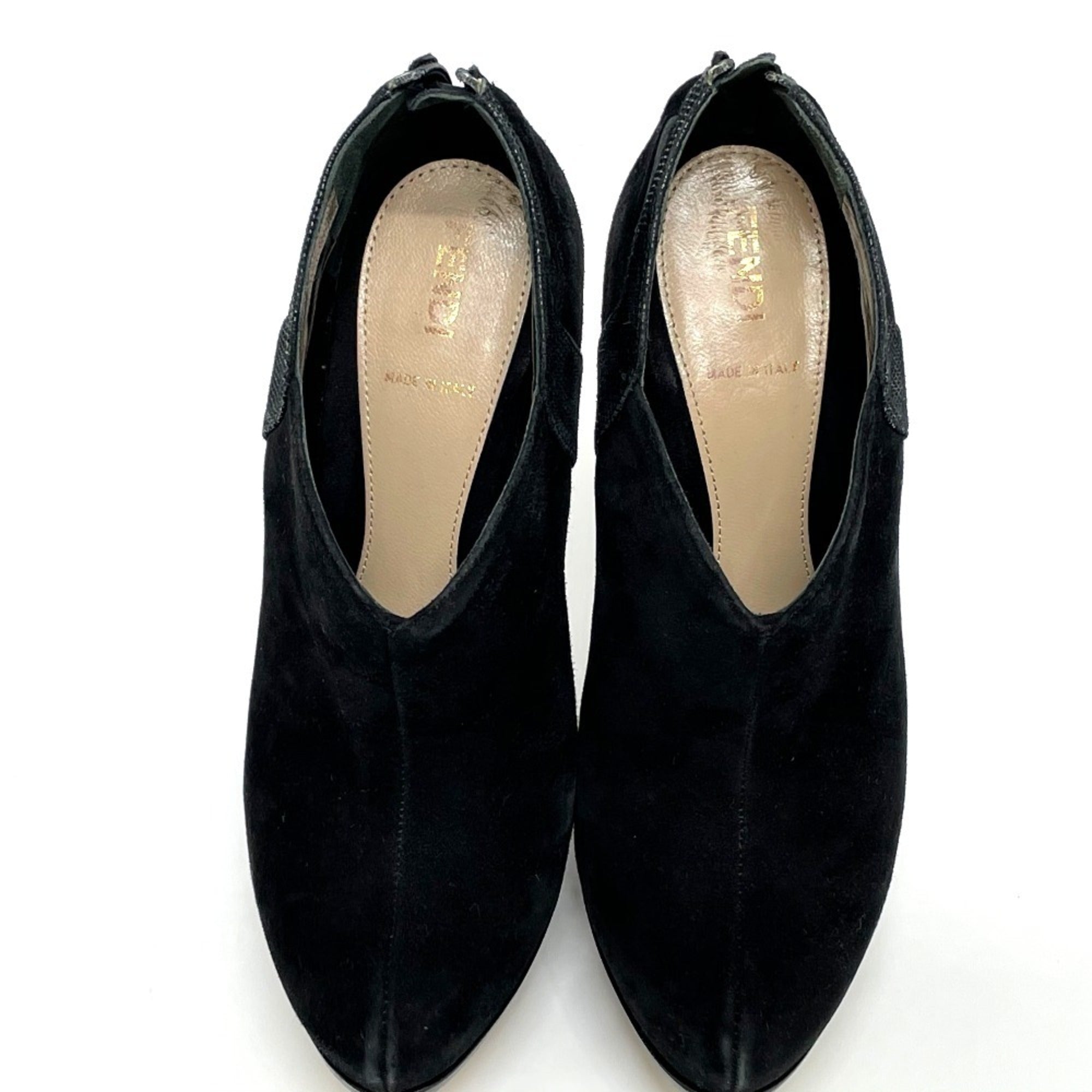 FENDI Made in Italy VERO CUOIO High Heel Dress Shoes Leather Women's Black