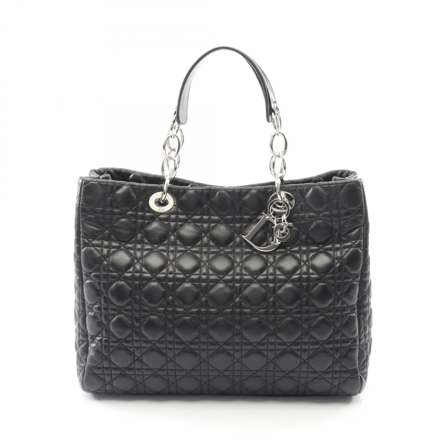 Christian Dior Dior Lady Cannage Tote Bag, Leather, Women's, Black