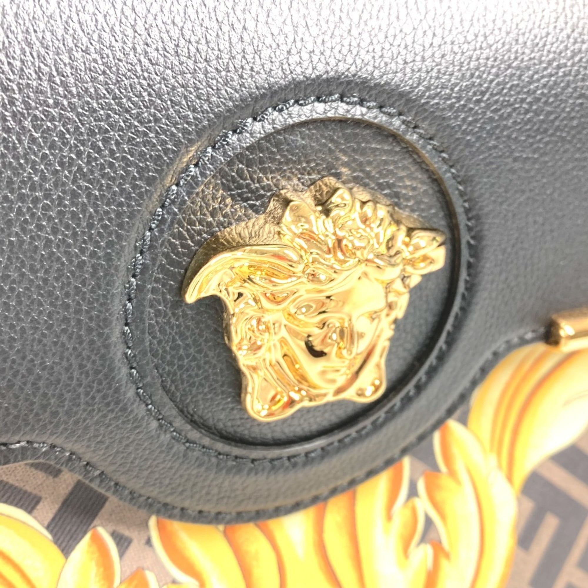 FENDI Versace collaboration VERSACE La Medusa satchel bag Zucca FENDACE Fenderche shoulder handbag leather ladies brown — New - Store Return
