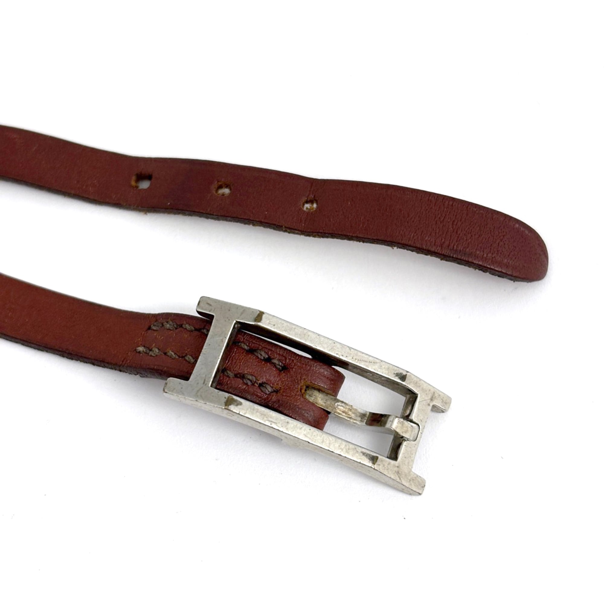 Hermes Hermès API 3 Bracelet, 3- or 4-Strand Leather Silver Brown, Women's