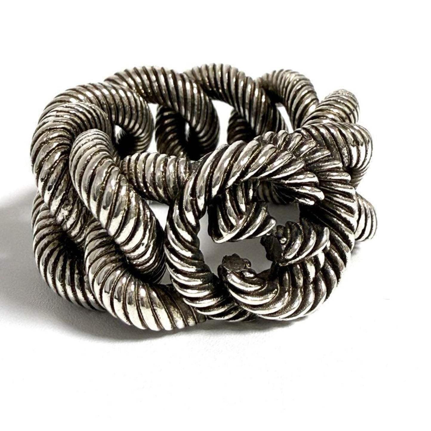 Gucci Men's Gourmet Chain Ring, Silver