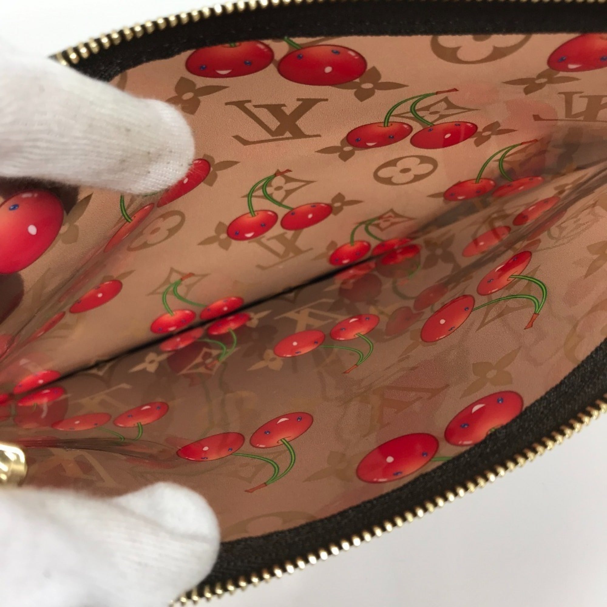 LOUIS VUITTON M14306 LV x TM Monogram On the Go GM by Takashi Murakami, Women's Brown Leather Shoulder Bag, Like New — Like New