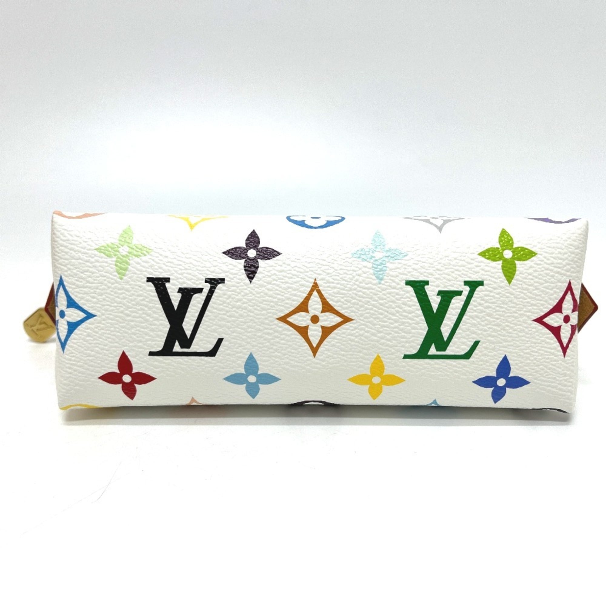 LOUIS VUITTON M13744 LV × TM Takashi Murakami Collaboration Pochette Cosmetic PM Handbag Pouch Accessory Case Makeup Monogram Multicolor Canvas Women's Blanc — New