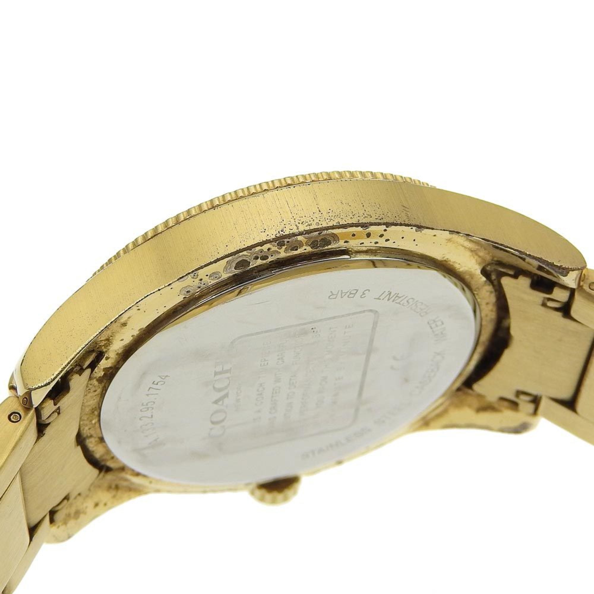 Coach Day Date Watch CA133.2.95.1754 Gold Plated Quartz Multi-Hand Analog Display Black Dial Men's I220823031 — Good