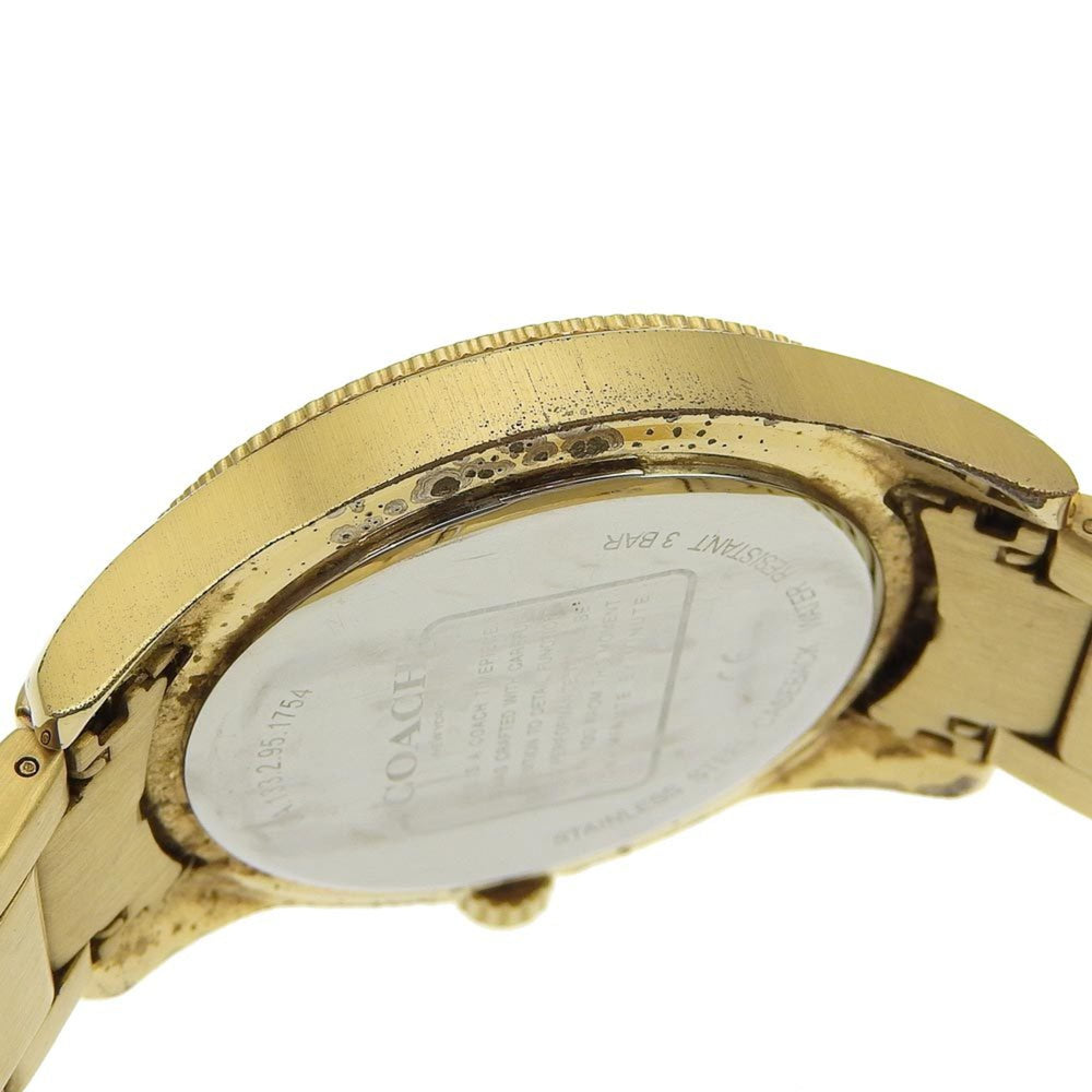 Coach Day Date Watch CA133.2.95.1754 Gold Plated Quartz Multi-Hand Analog Display Black Dial Men's I220823031 — Good