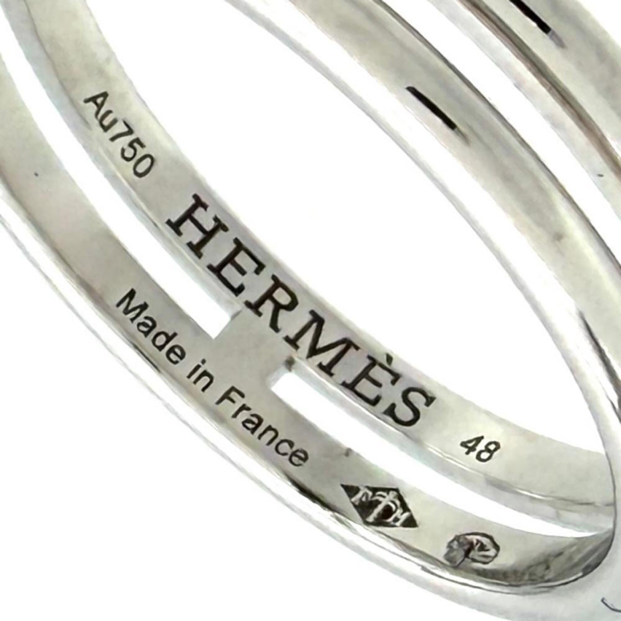 Hermes Ariane Ring, Size #48, 18KWG, 2.8g, White Gold, Approx. Women's — Like New
