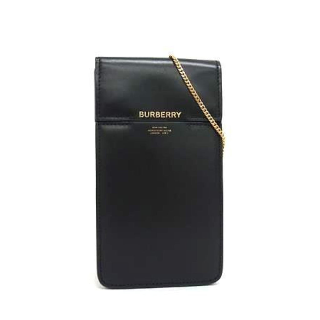 BURBERRY Shoulder Bag Phone Pouch Black Leather Women's Smartphone
