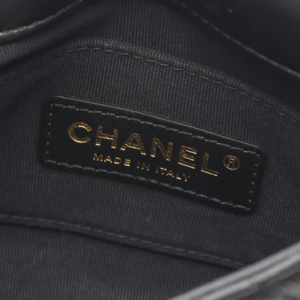 CHANEL Mini Matelasse Shoulder Bag, Lambskin Leather, Women's, Black, AS3205