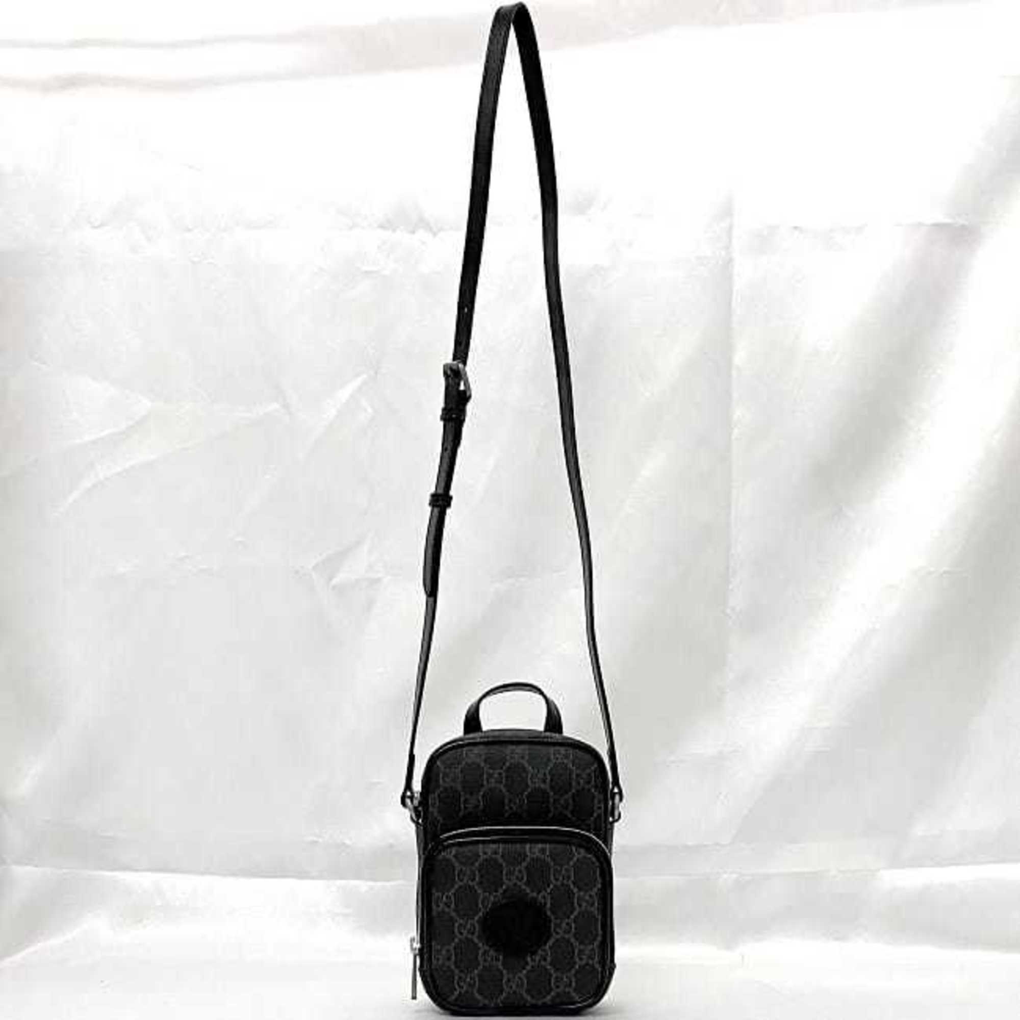 Gucci Shoulder Bag f-21810 Black Interlocking 672952 92TCN 1000U PVC Leather 0416 GUCCI Pochette Crossbody GG Supreme Unisex Women Men — Like New