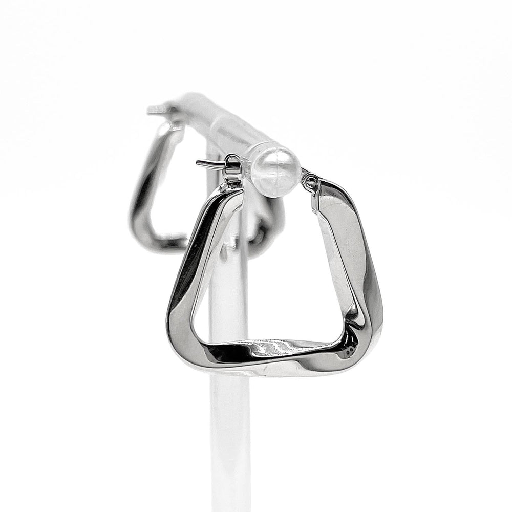 BOTTEGA VENETA Essential Twist Triangle Hoop Earrings, SV925 Silver, Men's & Women's — Like New