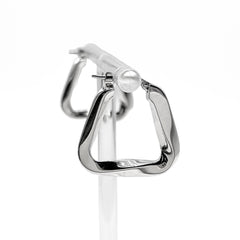 BOTTEGA VENETA Essential Twist Triangle Hoop Earrings, SV925 Silver, Men's & Women's — Like New