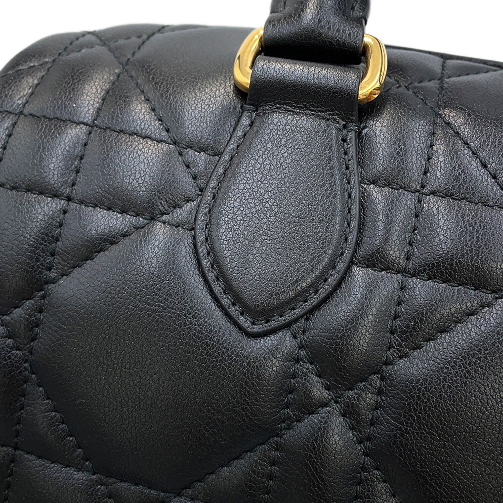 Christian Dior Macro Cannage Groove 25 Medium Calf Leather Handbag M1365UBOL 2-way Black for Women — Like New