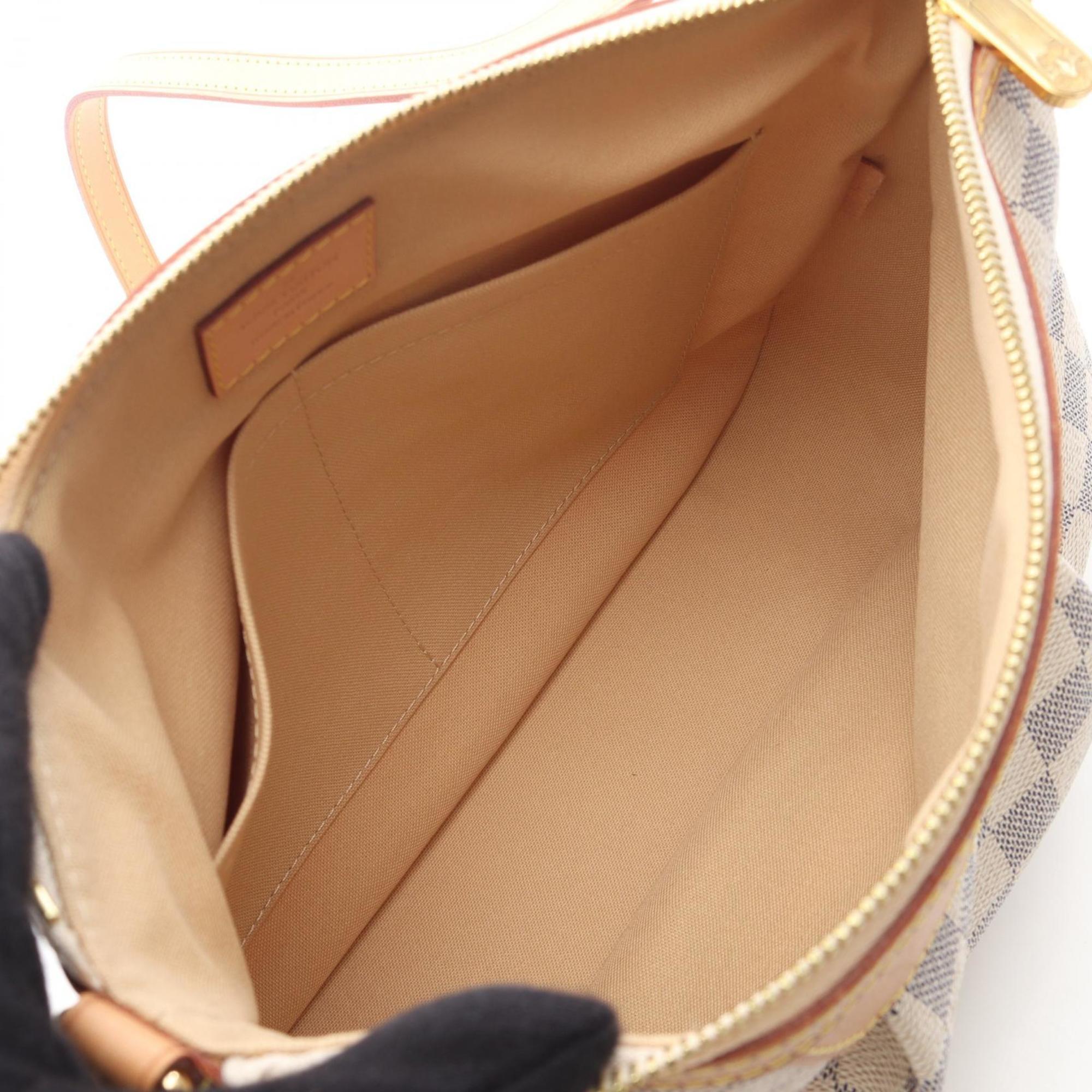 Louis Vuitton Siracusa PM Shoulder Bag/Handbag in Coated Canvas and Leather with Damier Azur Pattern, Women's, White, N41113