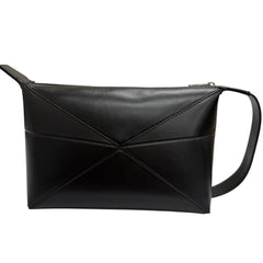 LOEWE C510WBPX01 PUZZLE FOLD Shiny Napa Calf Wash Bag Clutch Black Men's — Like New