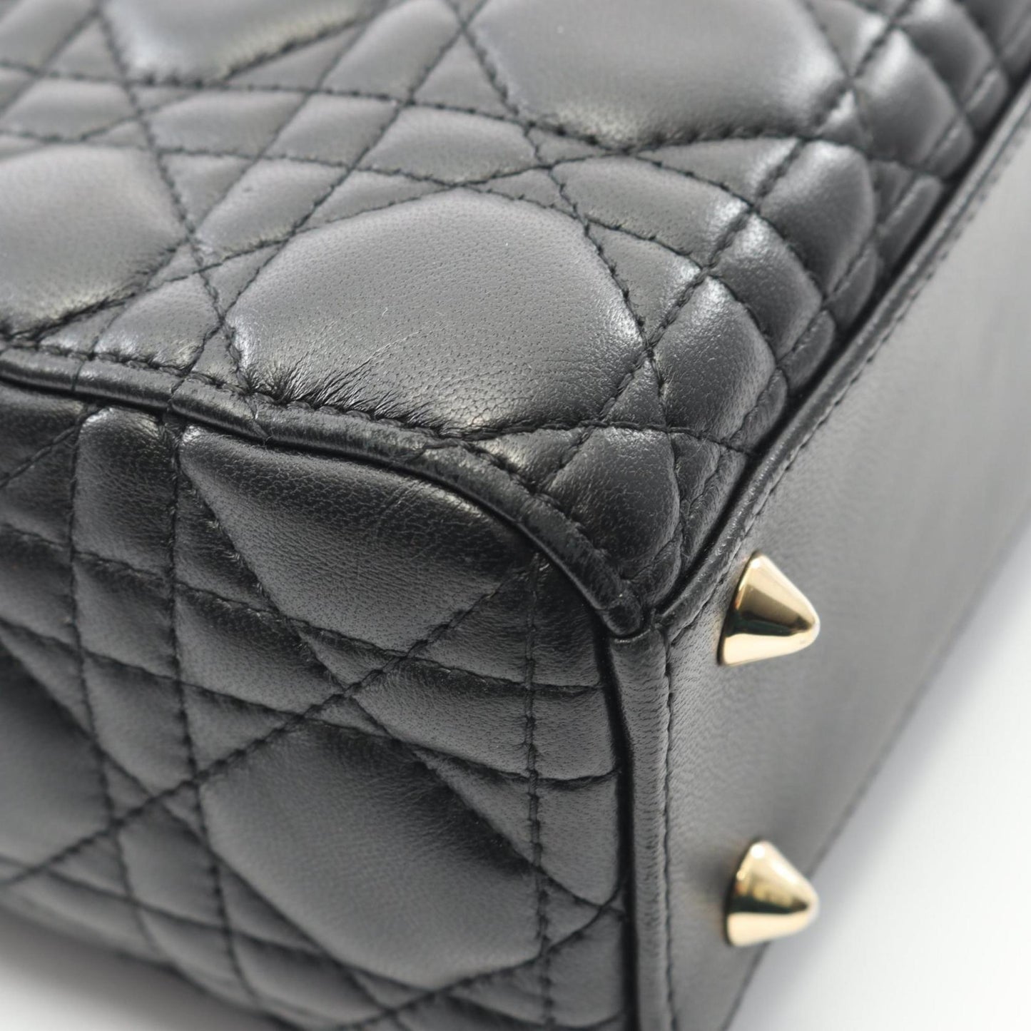 Christian Dior Dior LADY DIOR MY ABCDIOR Lady Small Cannage Handbag, Leather, Women's, Black