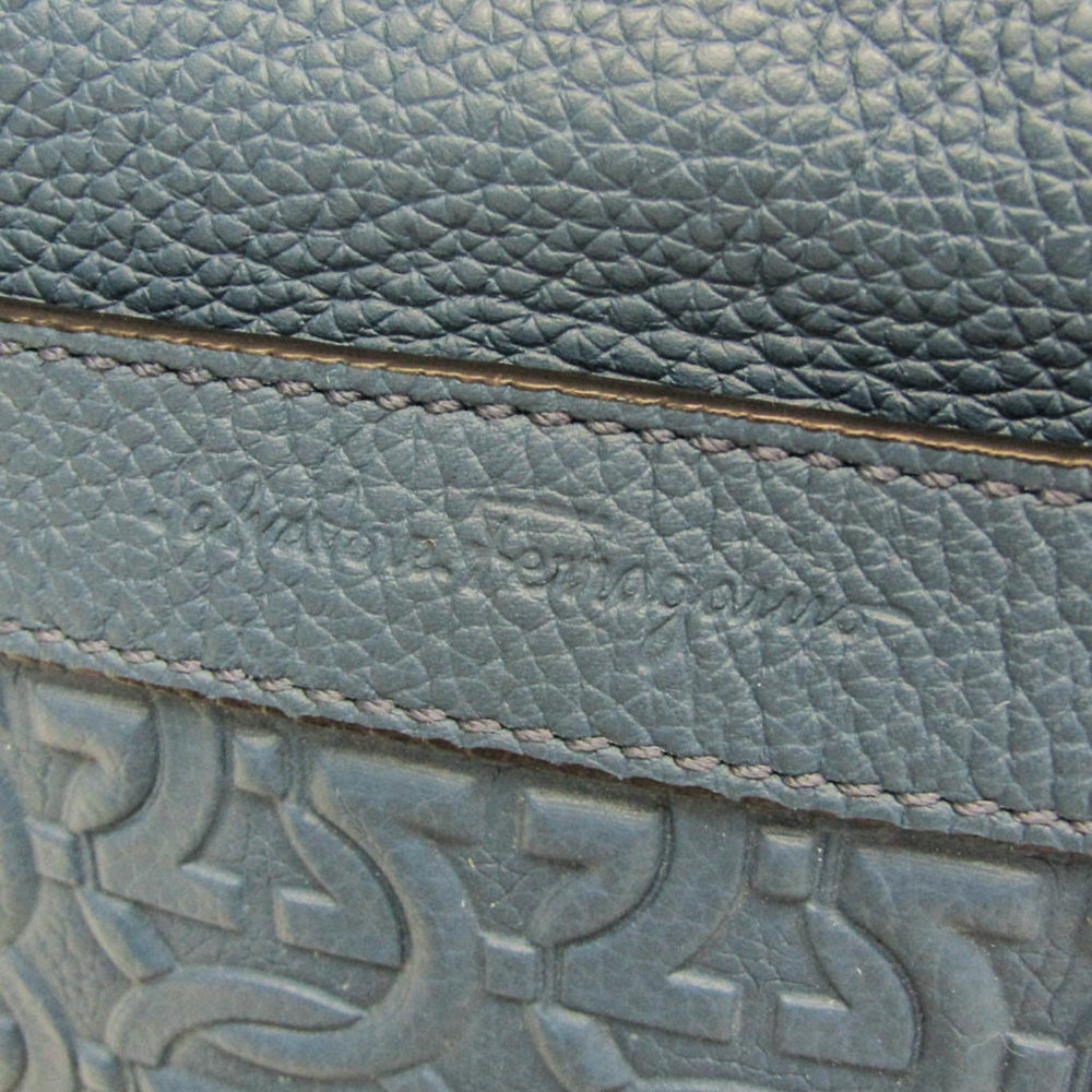 Salvatore Ferragamo Gancini GG-24 1204 Men's Leather Clutch Bag,Shoulder Bag Blue — Like New