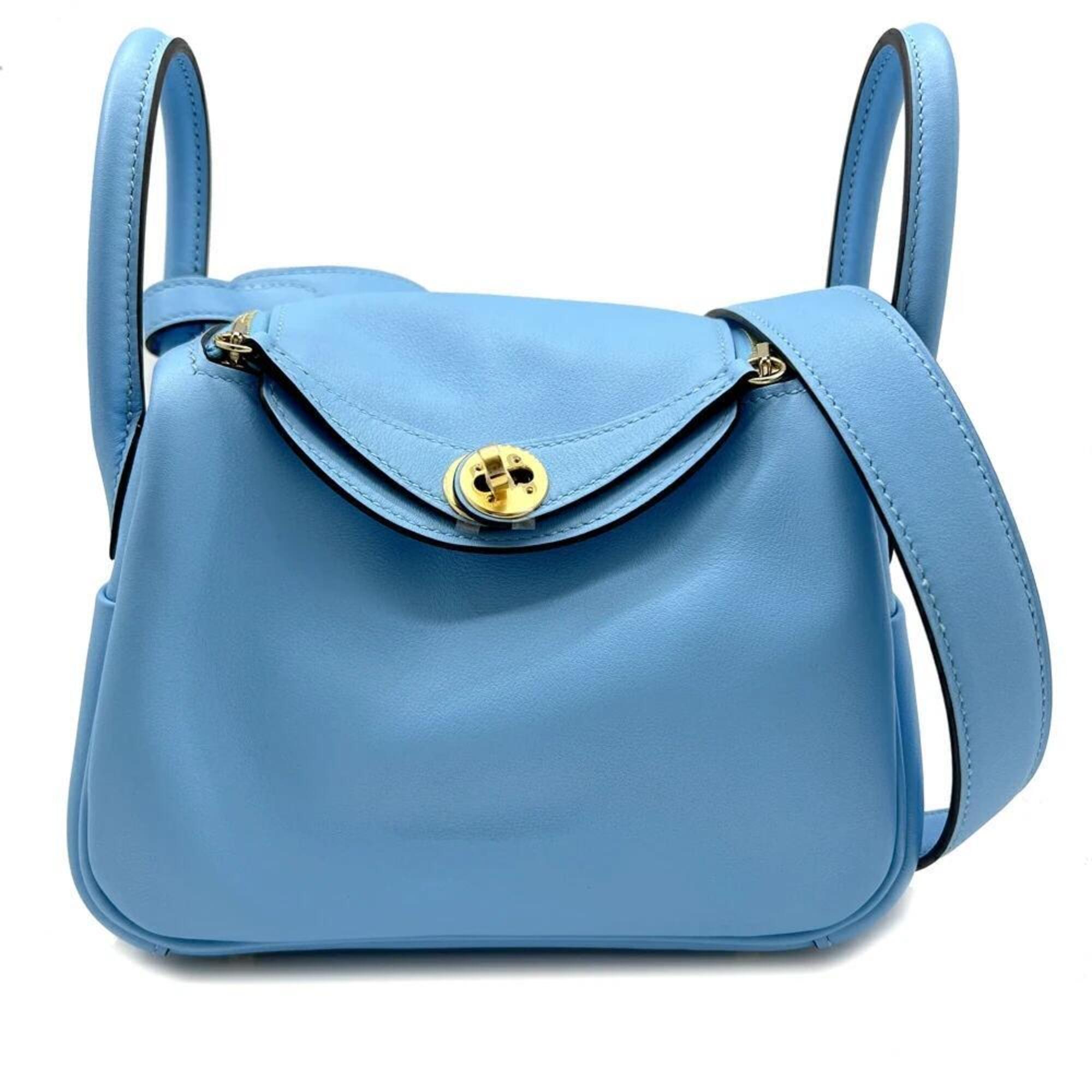 HERMES Mini Lindy Swift Blue Aztec Tote Bag Shoulder MINI Women's Men's — New - Store Return