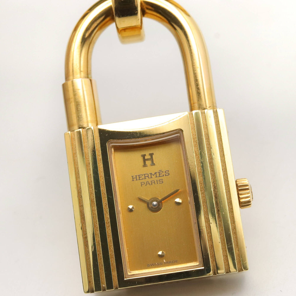 Hermes Kelly Watch, Gold Plated (GP), Leather Strap, Ladies' Champagne Color, KE1.201 — Very Good