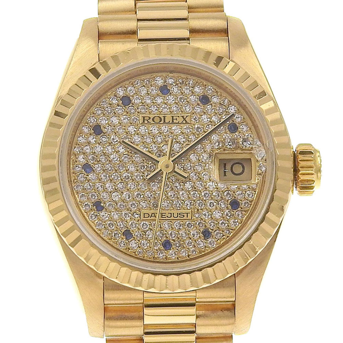 Rolex Datejust Caliber 2135 Watch, 69178ZS, 18K Yellow Gold with Sapphires and Diamonds, Automatic, Analog Display, Dial, Women's