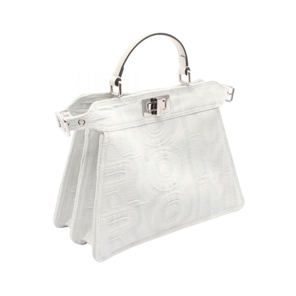 Fendi x Marc Jacobs Peekaboo Iseeu Small Handbag in Denim and Leather, Women's, Blue White, 8BN327 ANYB