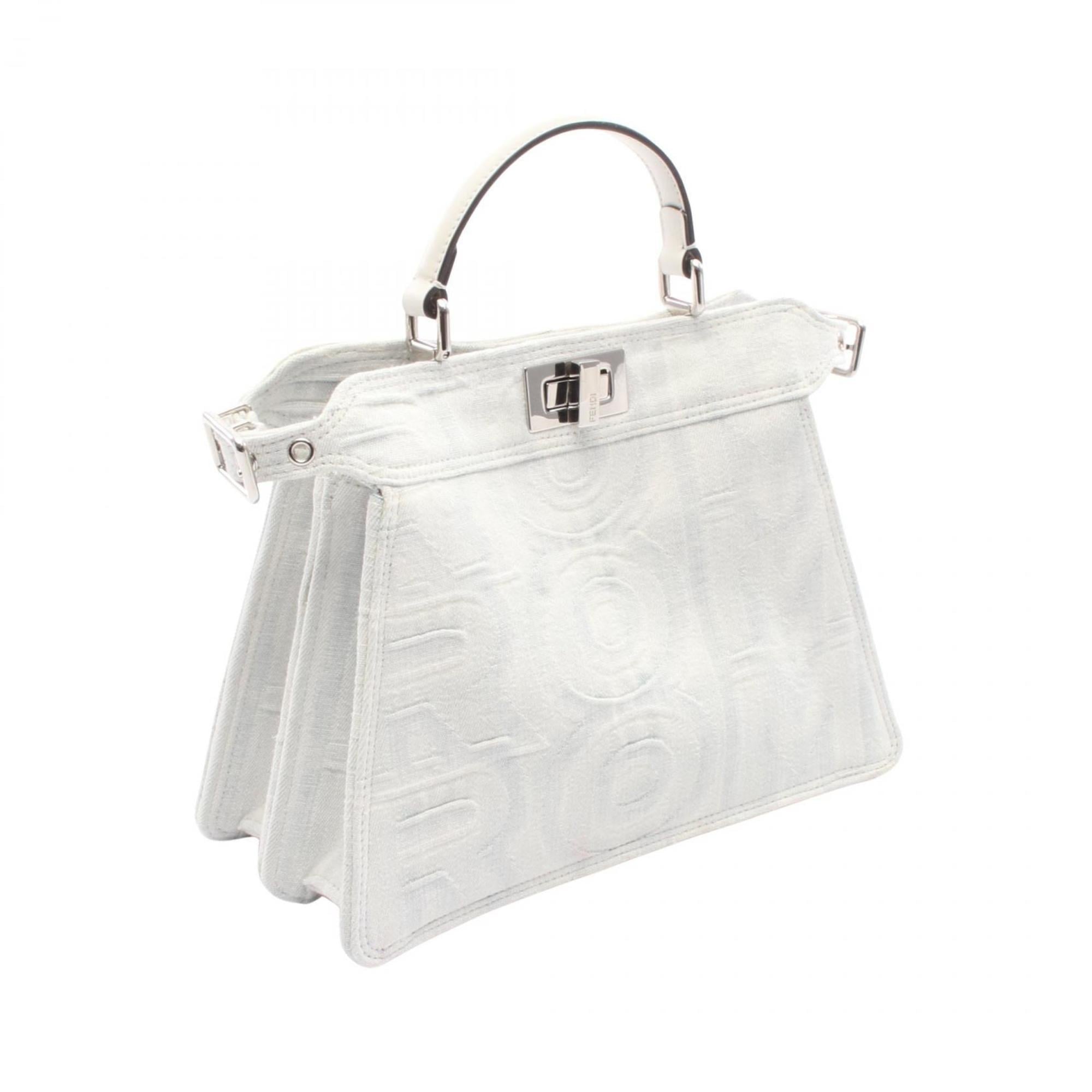 Fendi x Marc Jacobs Peekaboo Iseeu Small Handbag in Denim and Leather, Women's, Blue White, 8BN327 ANYB