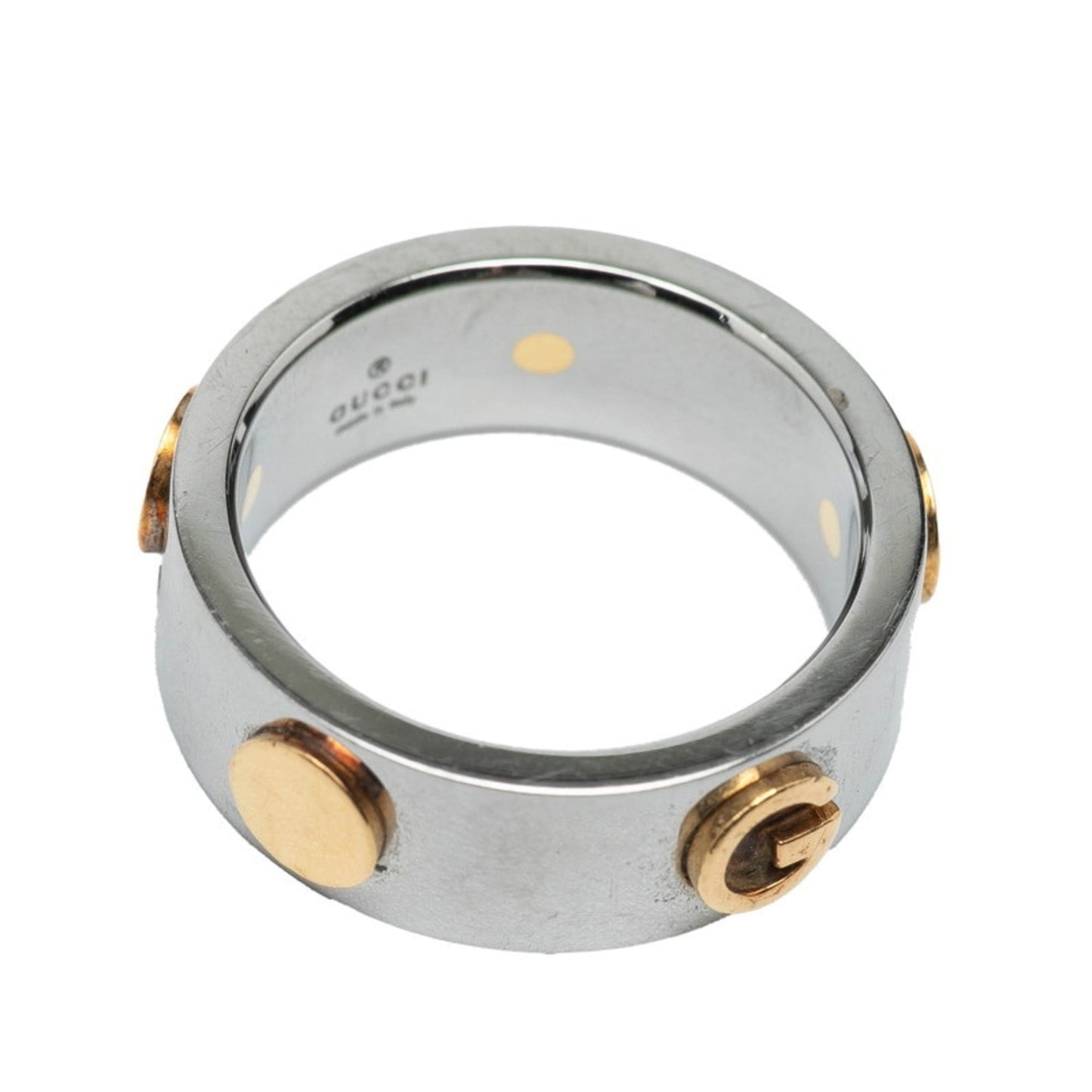 Gucci Combination Ring #13 Silver, Steel, and Yellow Gold for Women