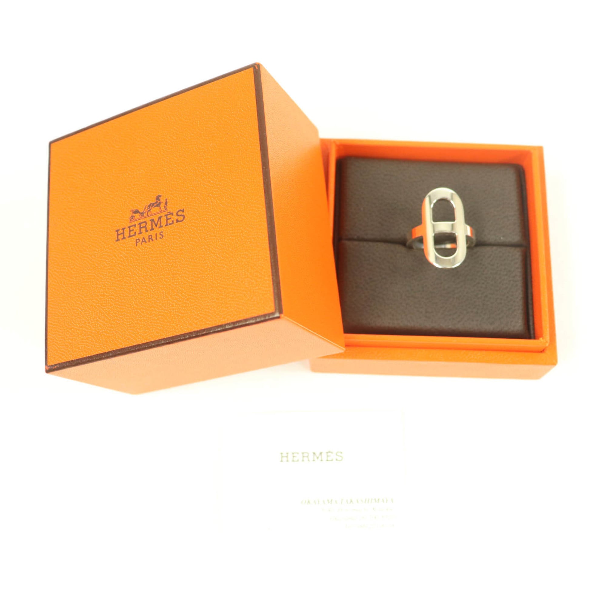 HERMES 2021 Ever Chaine d'Ancre PM Ring, AG925 Silver, Size 46, with Box, Made in France, Weight 5.24g, Women's — Like New