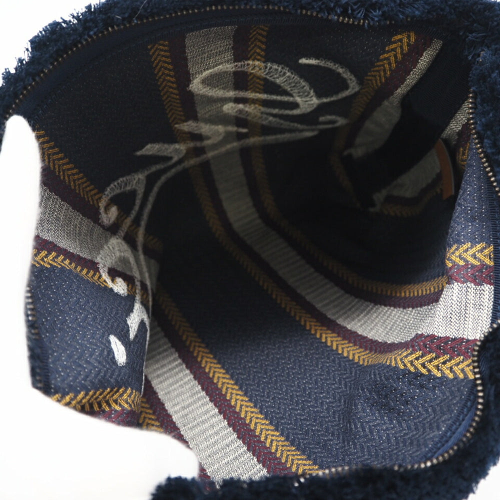GUCCI Embroidered Canvas Large Pouch 822870 Clutch Bag Navy Multicolor Women's — Like New