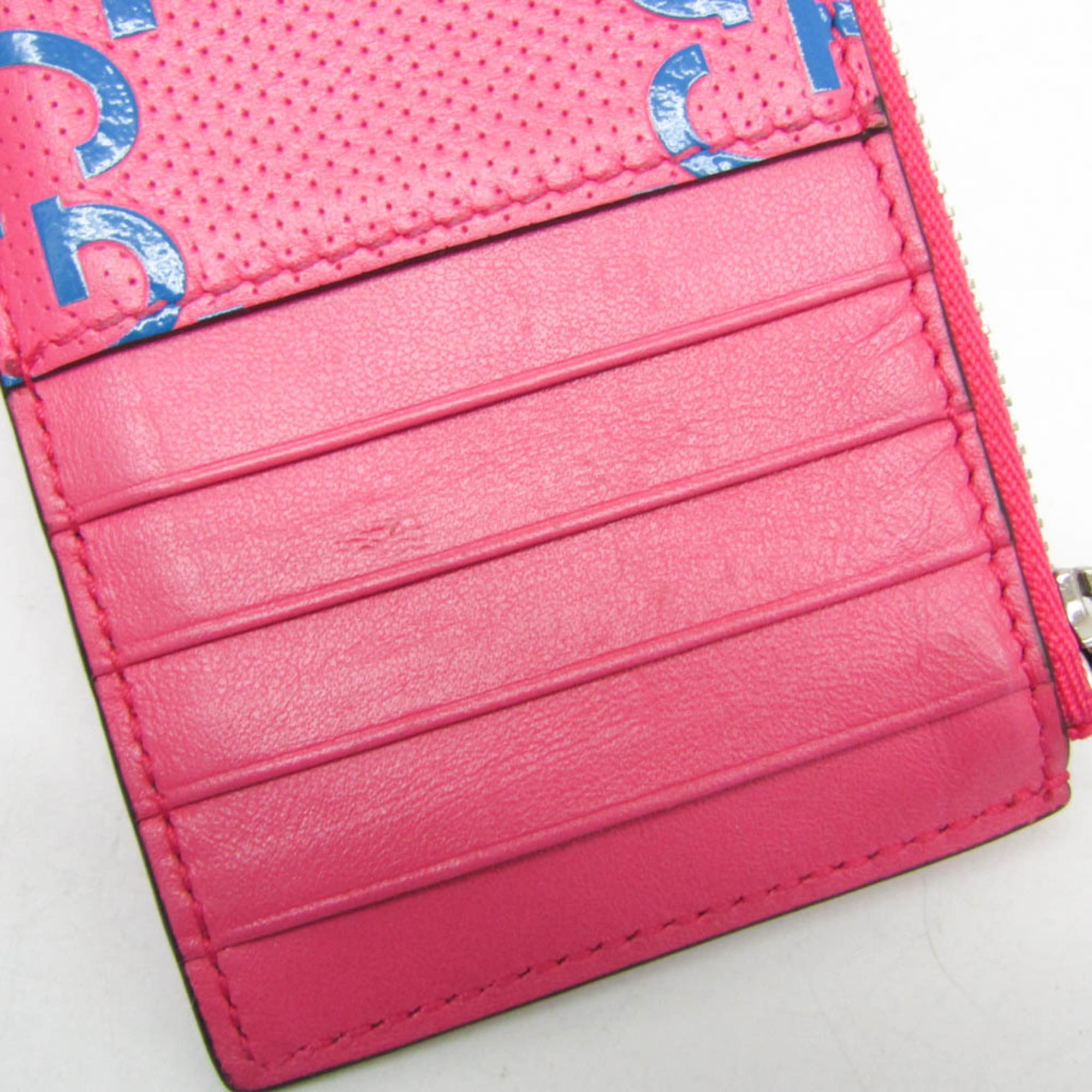 Gucci GG Embossed Zip Coin Card Holder 725550 Women,Men Leather Coin Purse/coin Case Blue,Pink