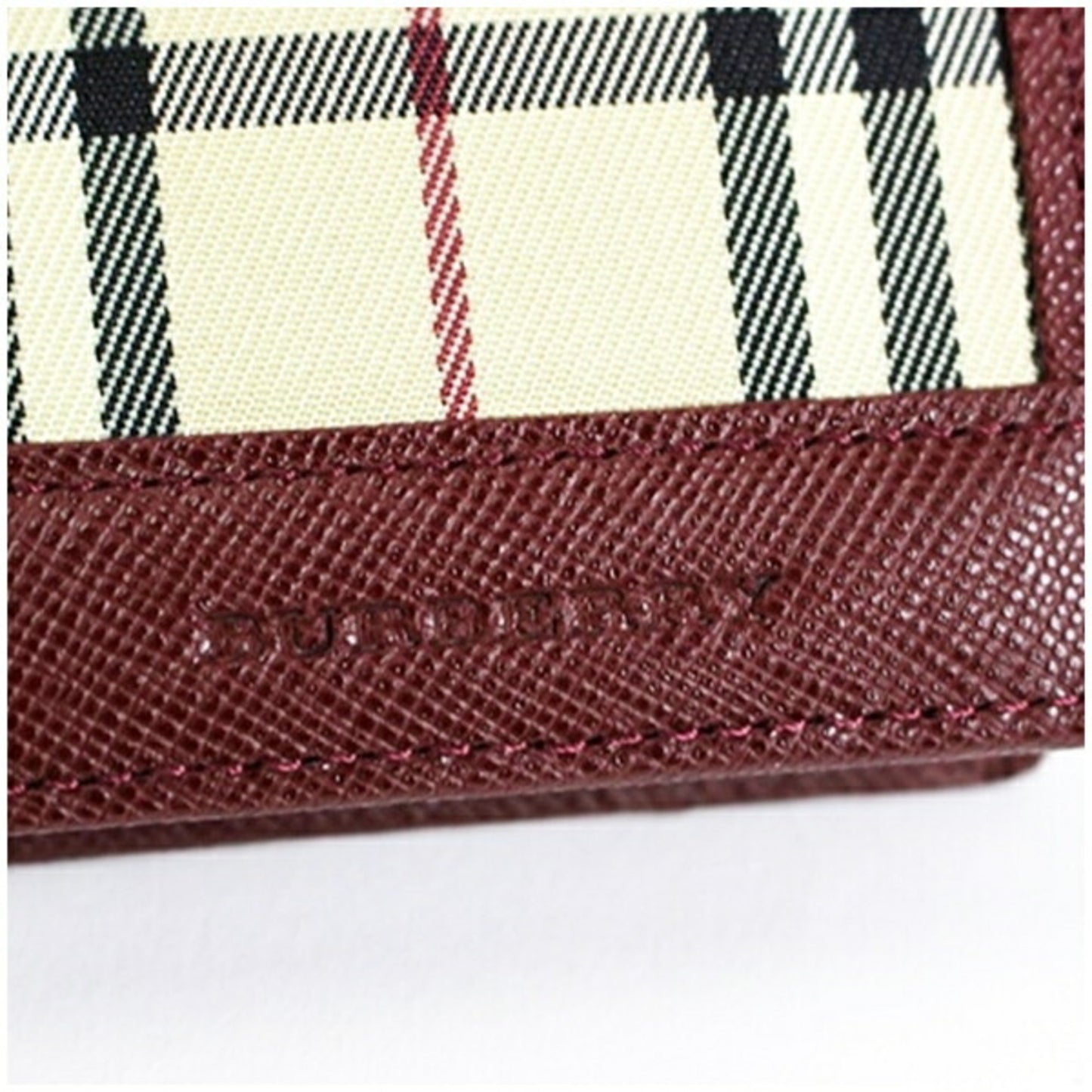 Burberry Coin Case Nova Check Beige x Wine Red BURBERRY Women's