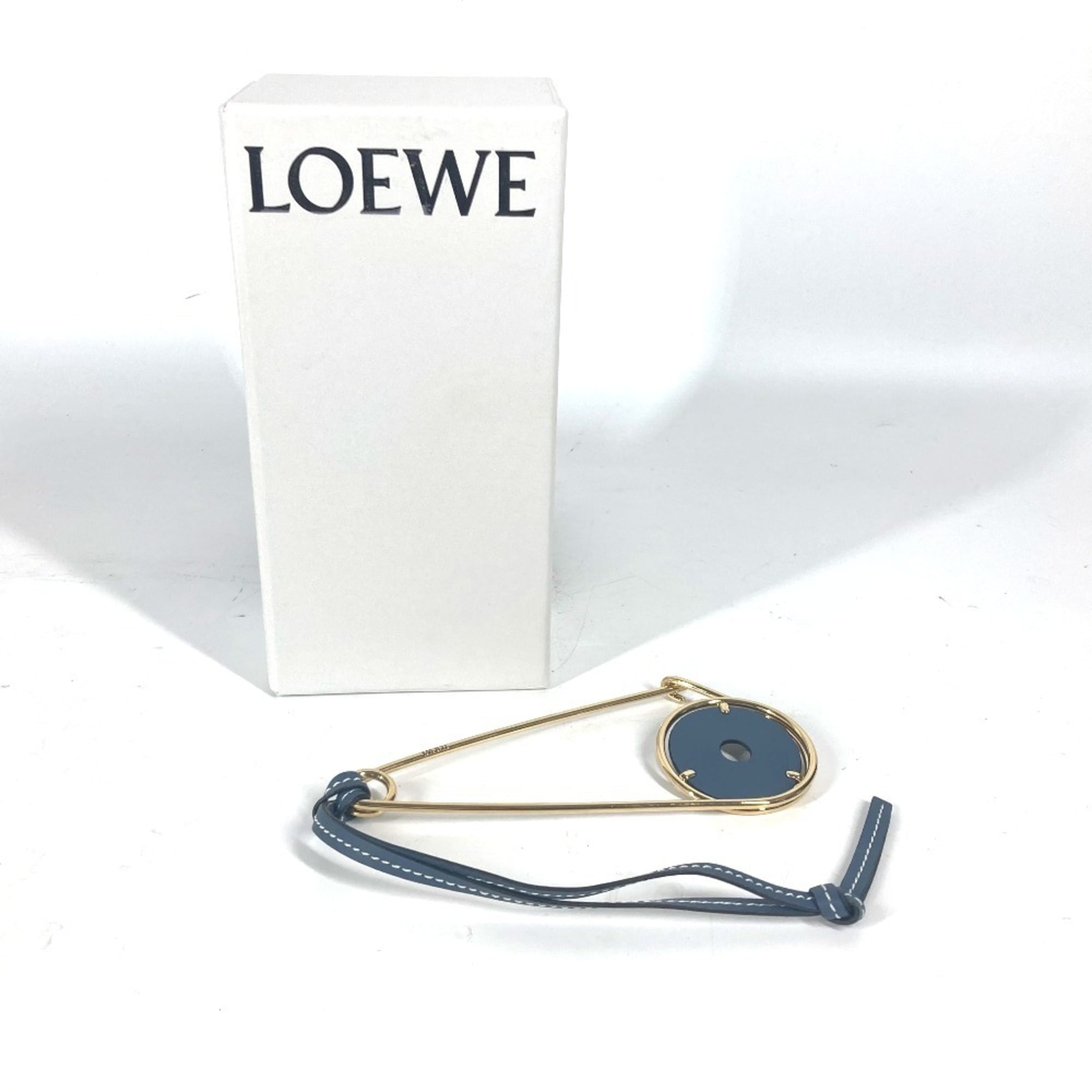 LOEWE Brooch Metal Leather Men's Women's Gold MO-241124-16 — New - Store Return