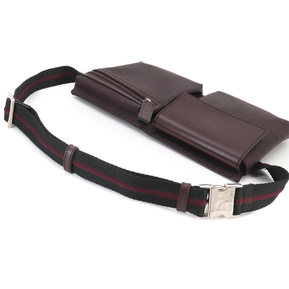 Fendi Zucca Bag, Waist Body Handbag, Leather, Bordeaux, 7VA280, Silver Hardware, Belt Bag — Like New