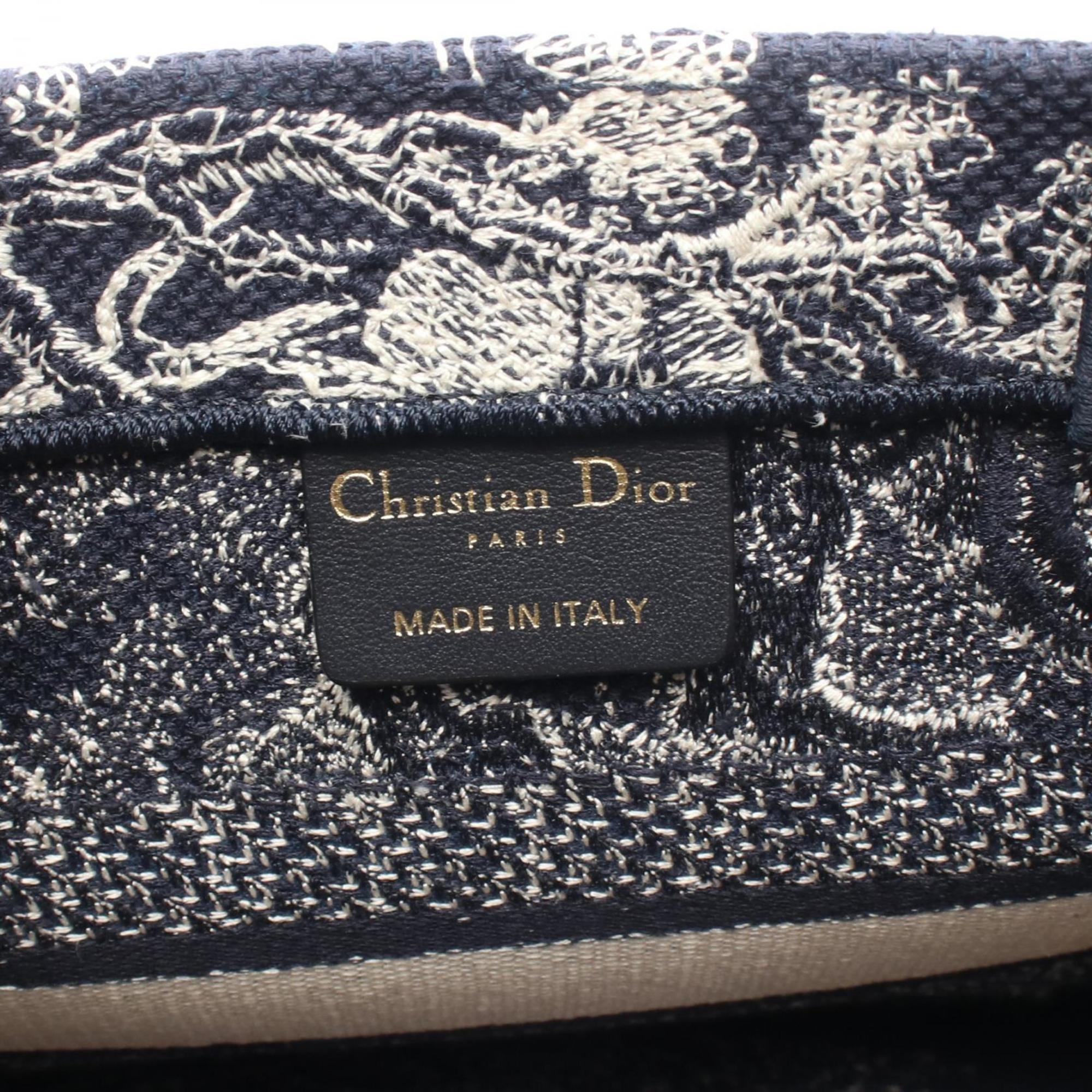 Christian Dior Dior BOOK TOTE Small Tote Bag, Canvas Handbag, Women's, Navy and Beige