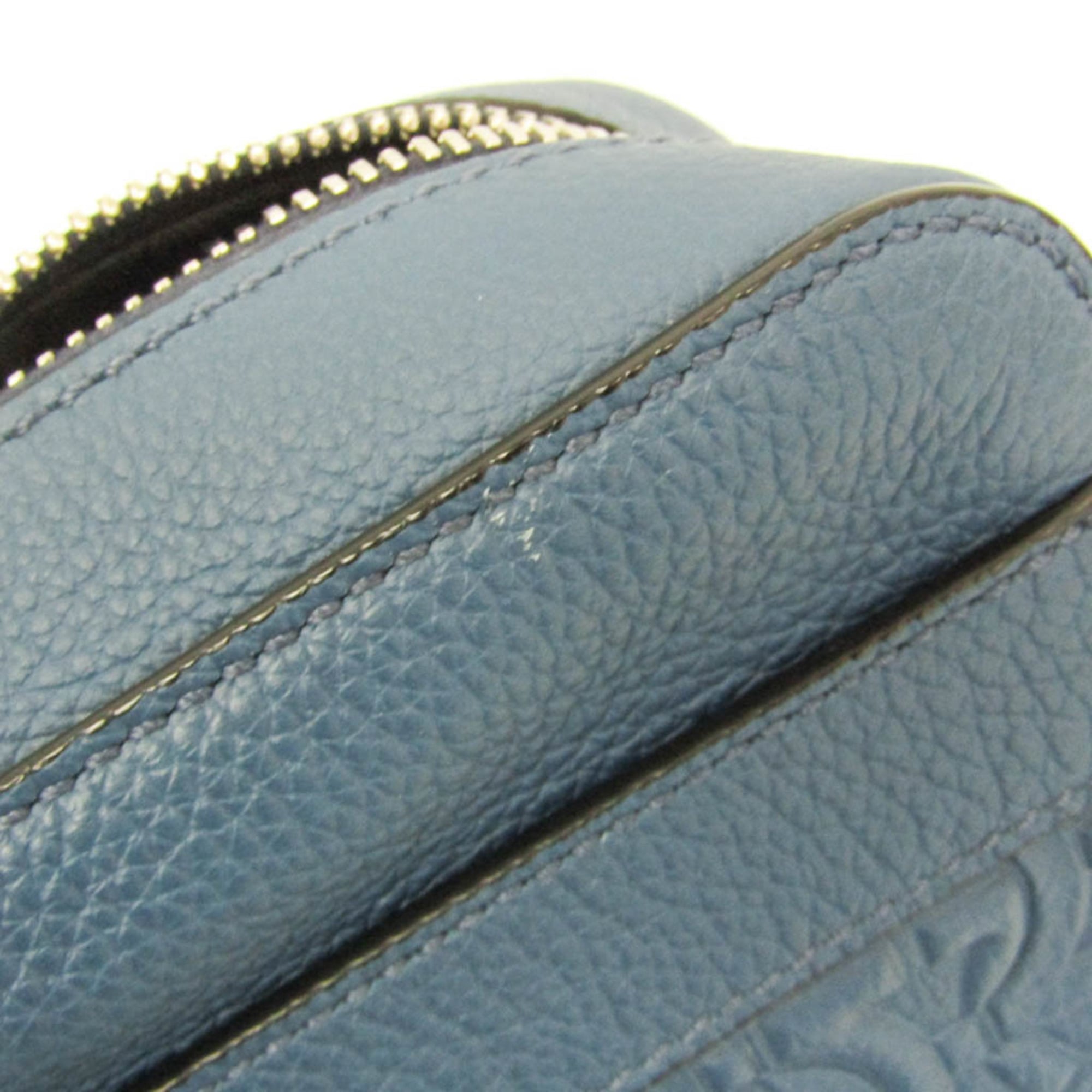 Salvatore Ferragamo Gancini GG-24 1204 Men's Leather Clutch Bag,Shoulder Bag Blue — Like New