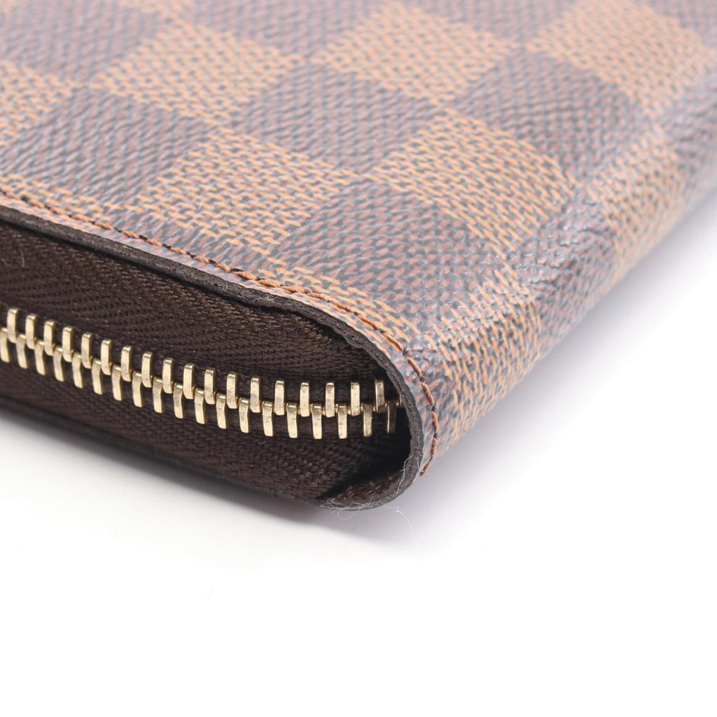 Louis Vuitton Zippy Wallet, Round Long Coated Canvas, Damier Leather, Men's and Women's, Brown, N60015