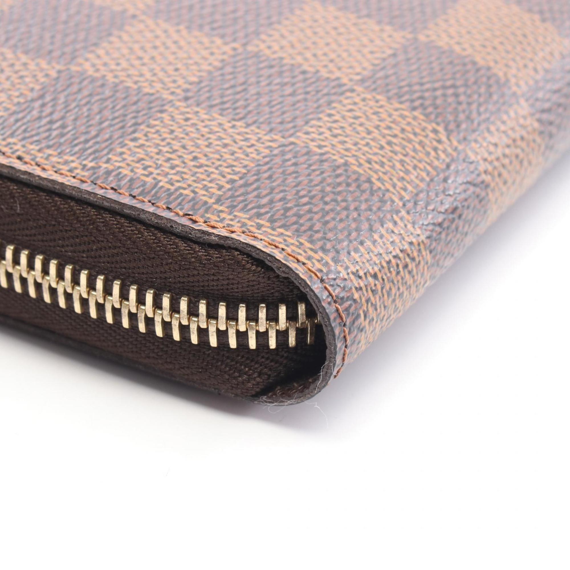 Louis Vuitton Zippy Wallet, Round Long Coated Canvas, Damier Leather, Men's and Women's, Brown, N60015
