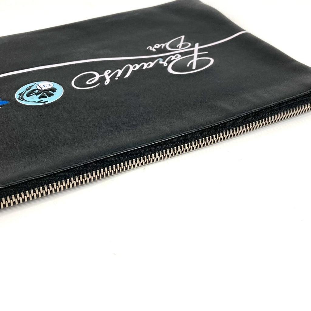 Christian Dior Dior logo bag, second pouch, clutch leather, men's and women's, black