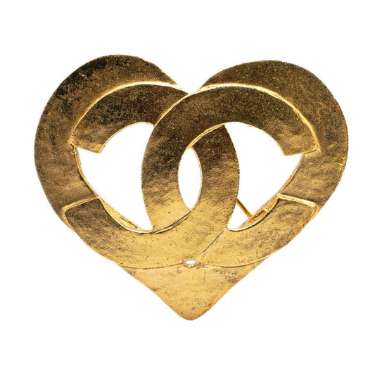 Vintage Chanel Coco Mark Heart Brooch, Gold Plated, Women's