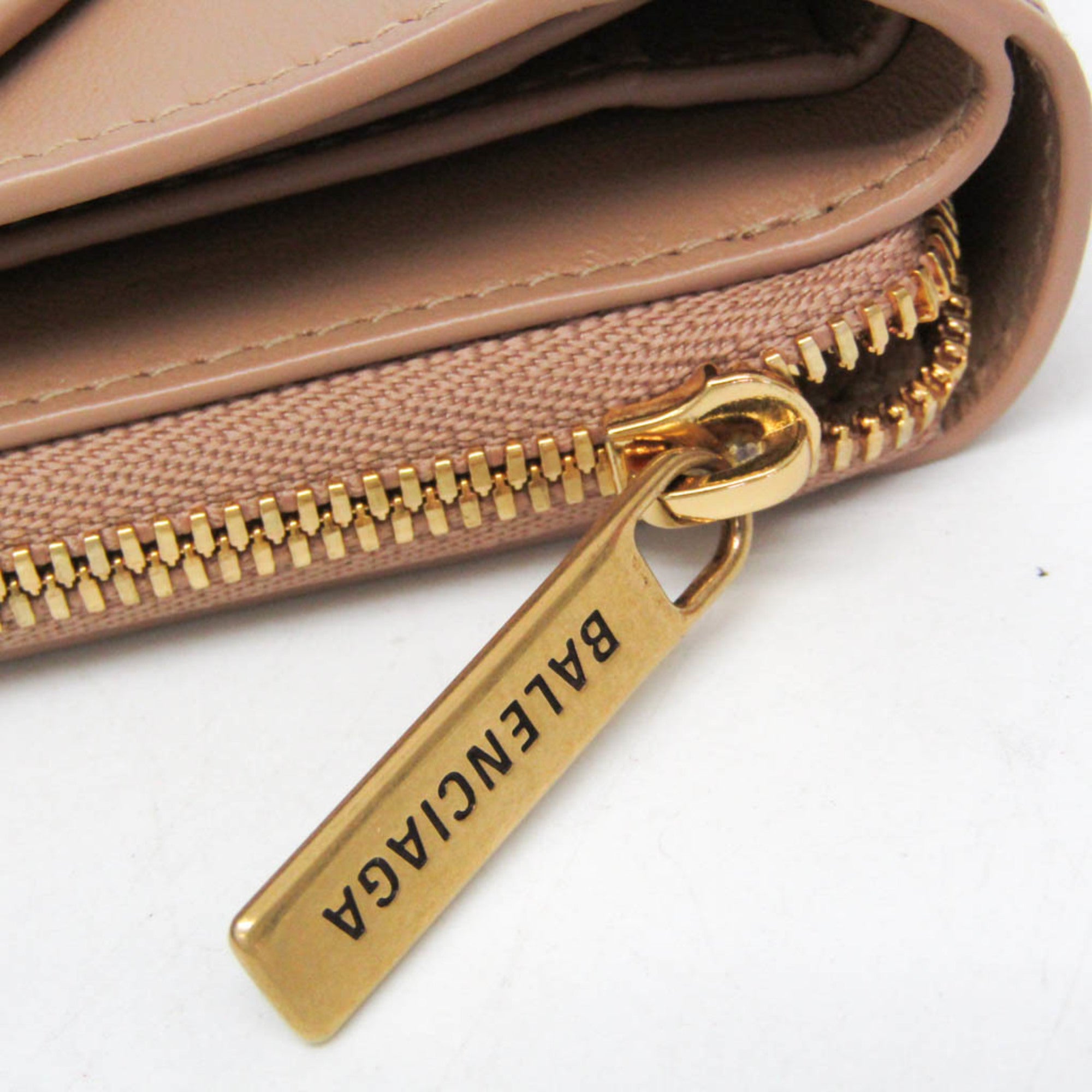 Balenciaga Envelope Compact Wallet 753762 Men,Women Leather Wallet (tri-fold) Pink Beige