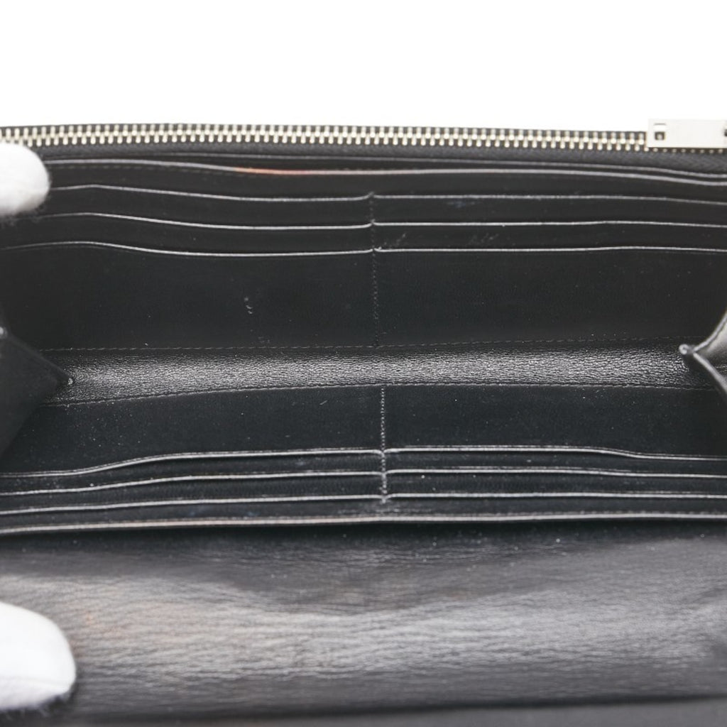 Saint Laurent Crocodile Embossed Long Wallet Black Leather Women's SAINT LAURENT