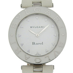 BVLGARI Bzero1 Watch, BZ35S/BZ35WLSL, Stainless Steel and Leather, Quartz Movement, Analog Display, White Dial, Women's — Very Good