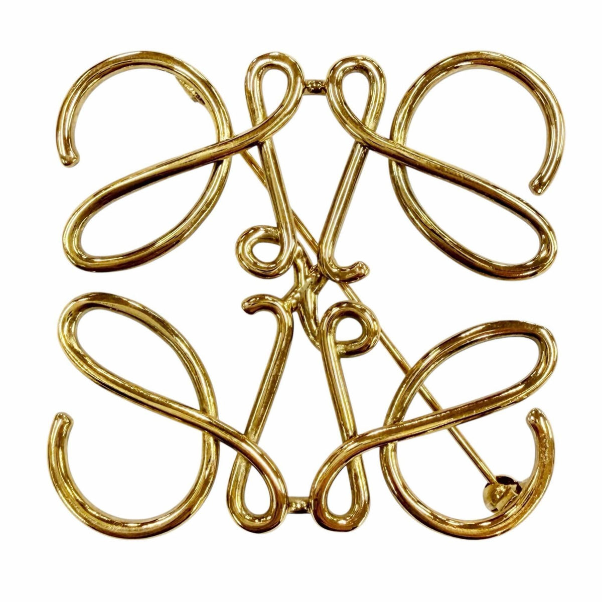LOEWE Anagram logo brooch, 5x5cm, gold, women's accessory — Like New
