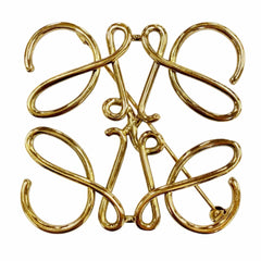 LOEWE Anagram logo brooch, 5x5cm, gold, women's accessory — Like New