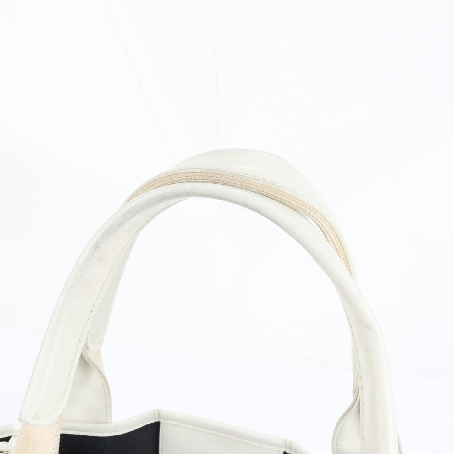 Balenciaga Navy Cabas Small Leather Tote Bag with Pouch, 339933, White, Women's