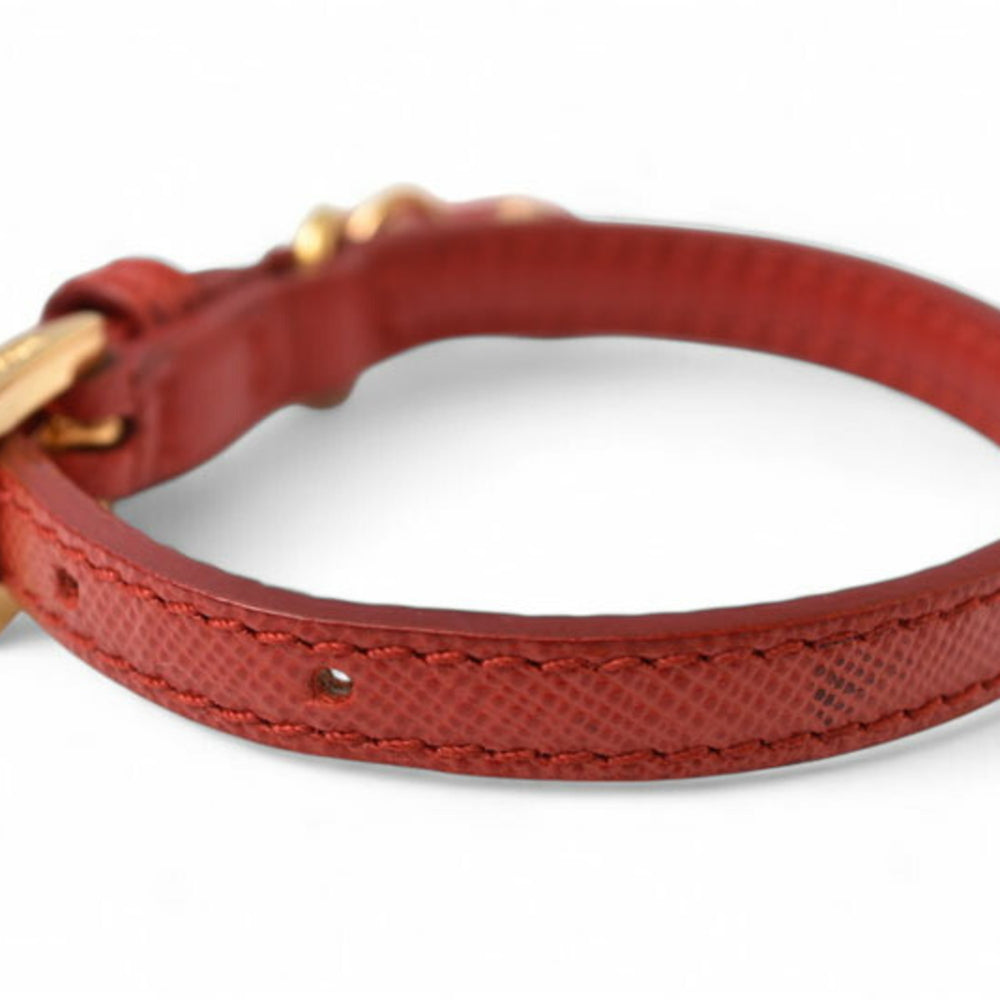 PRADA Unused Bracelet Bangle SAFFIANO Saffiano Heart Charm FUOCO Red 1AJD45 — New - Store Return