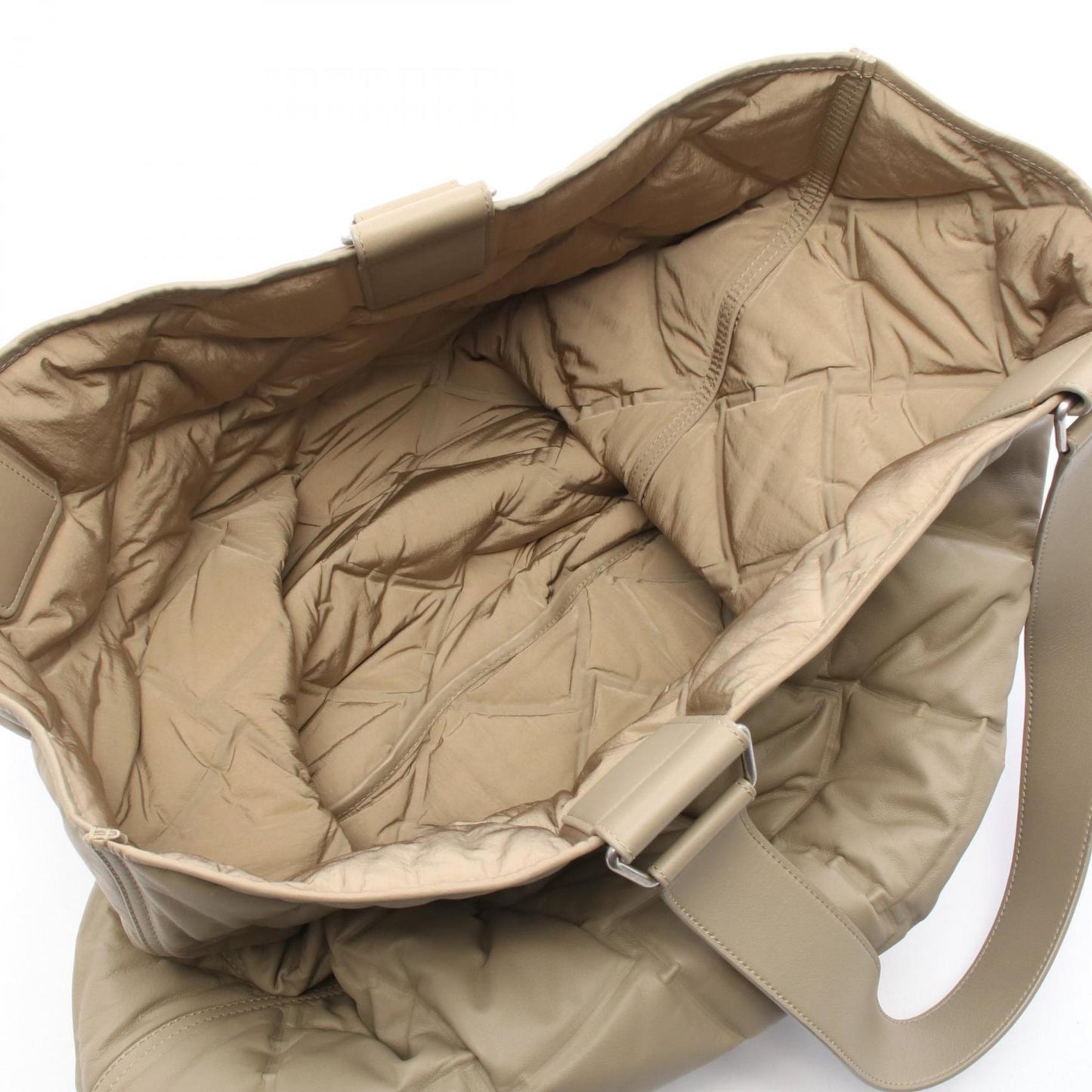 Bottega Veneta Puffy Tote Bag, Nylon and Leather, Women's, Beige, 40802039502