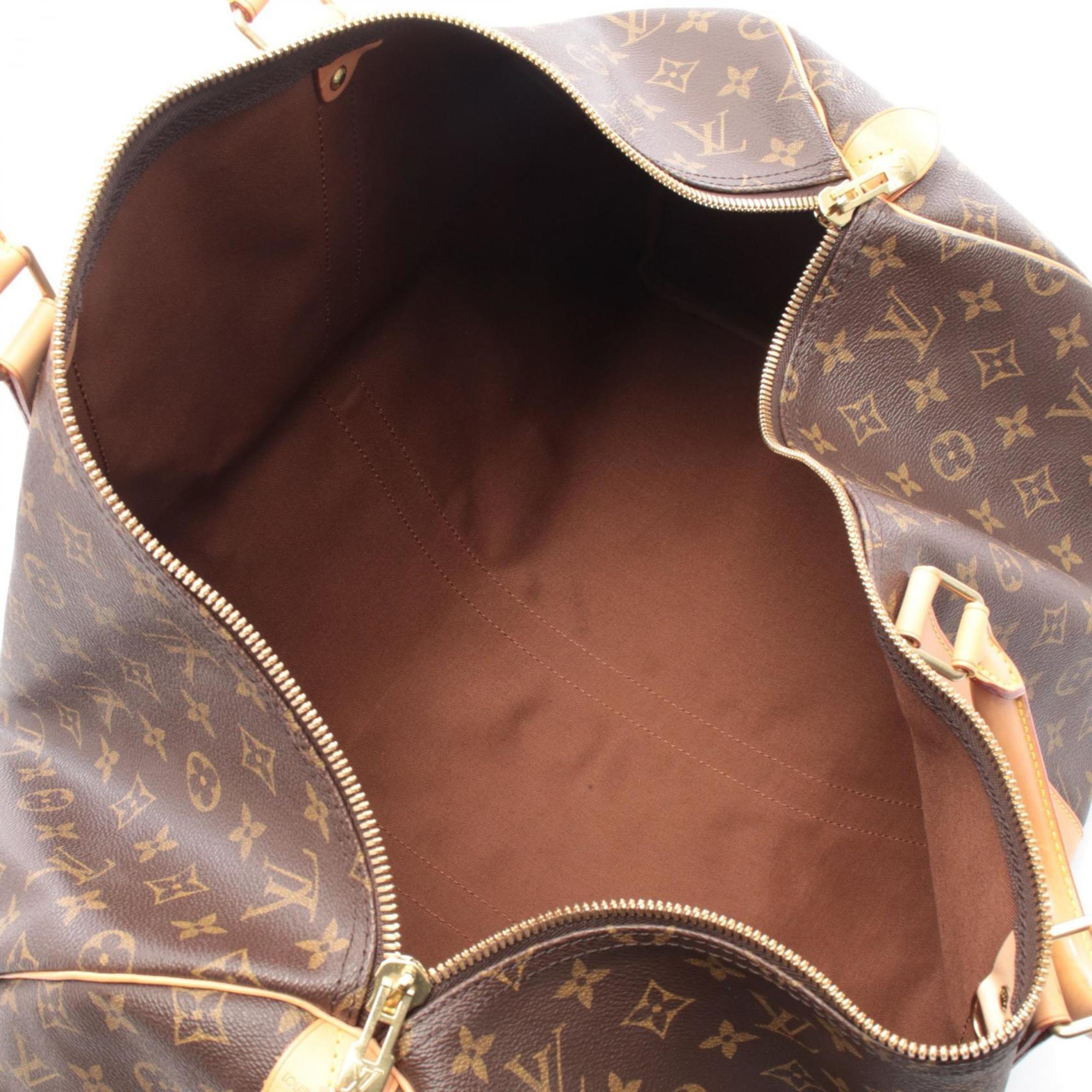 Louis Vuitton Keepall 55 Boston Bag, Handbag, Coated Canvas and Leather, Monogram, Men's Women's, Brown, M41424