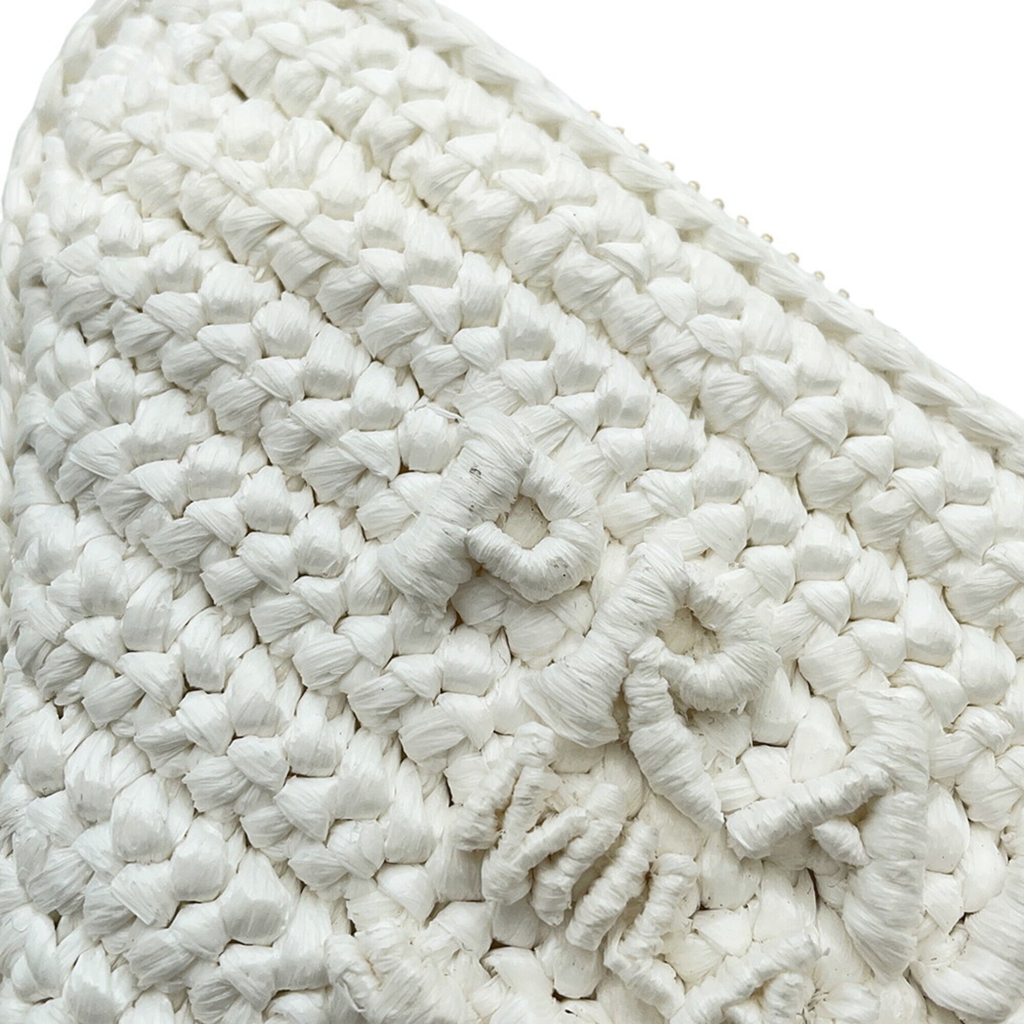 Prada Shoulder Bag Saffiano Triangle Mini Pouch Leather Raffia 1NR015 PRADA 2-way White Handbag — Like New