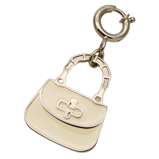 Gucci Bamboo Metal Bag Charm for Women, 837068, Cream Ivory Handbag, Champagne Gold Mini
