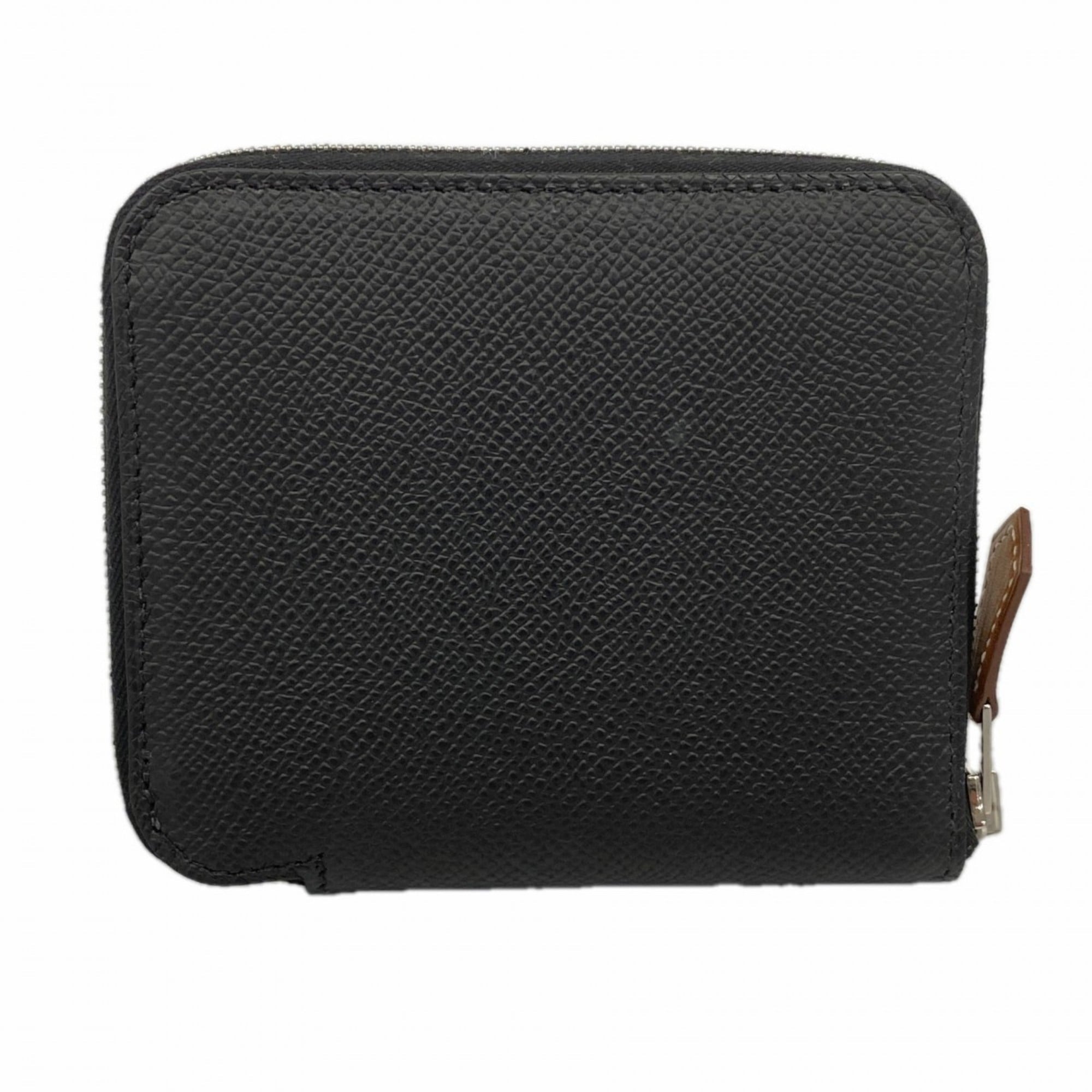 Hermes Hermès Azap Compact Silk In Epsom Wallet/Coin Case, Black, K Stamp, Men's/Women's